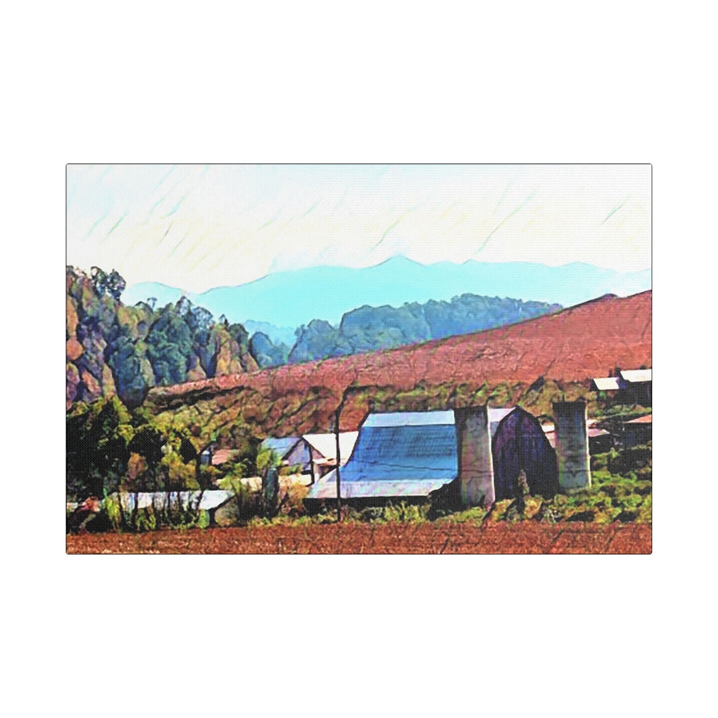 Ashville Mountain Farm - Art- Gallery Wrapped- Satin Stretched Canvas Gallery Wraps - No Frame Needed