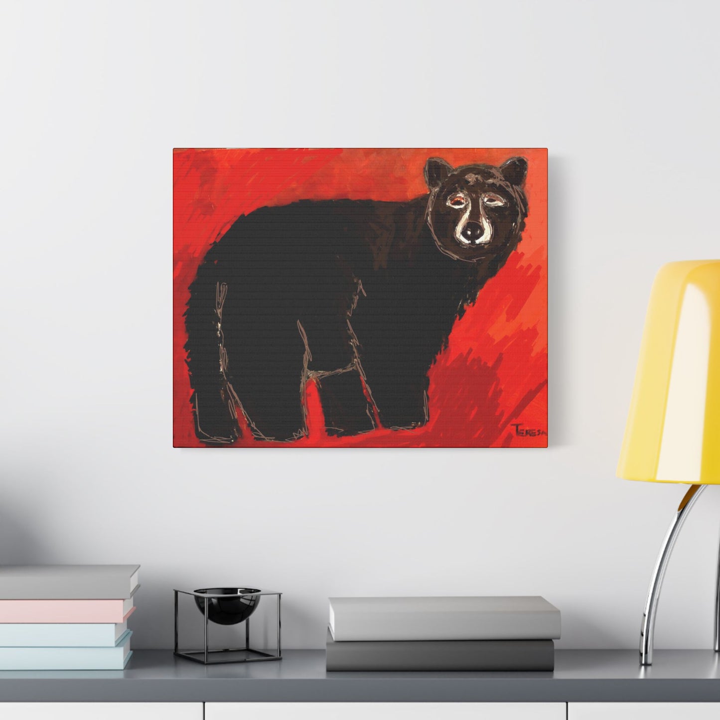 Black Bear- Art- Gallery Wrapped- Satin Stretched Canvas Gallery Wraps - No Frame Needed