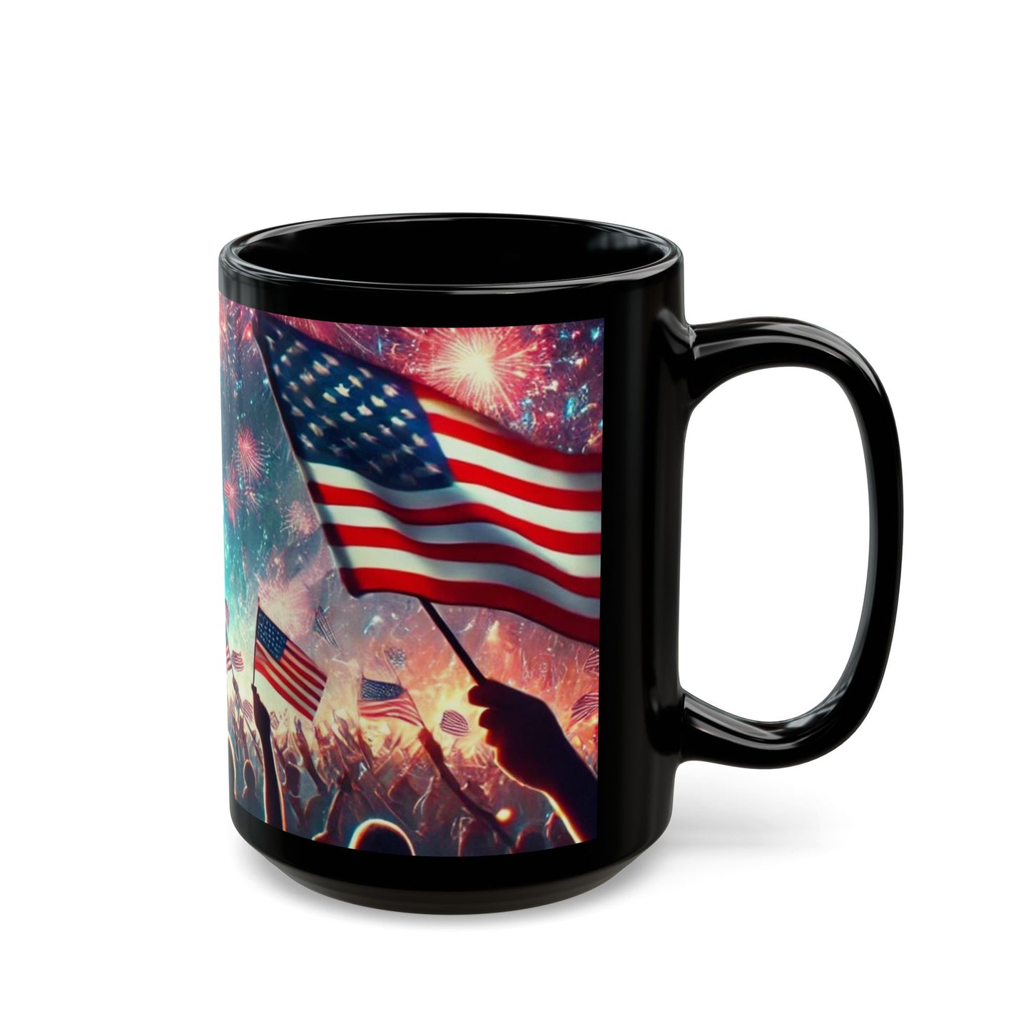 Celebrate Freedom - 11 oz or 15 oz Ceramic Black Mugs