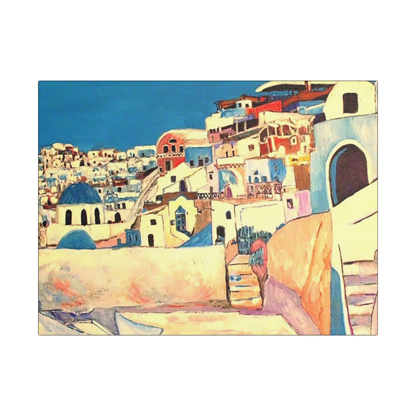 Visit Greece - Art- Gallery Wrapped- Satin Stretched Canvas Gallery Wraps - No Frame Needed