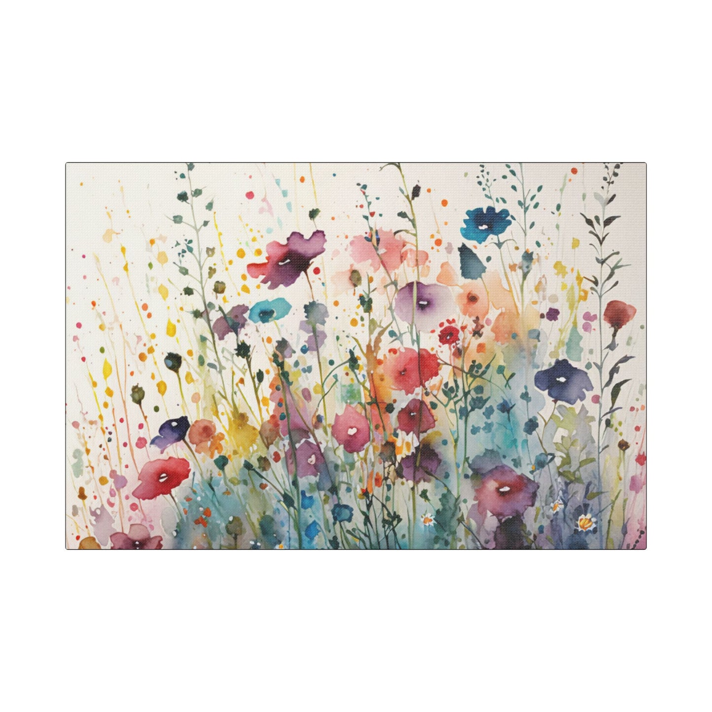 Watercolor Wildflowers- Art- Gallery Wrapped- Satin Stretched Canvas Gallery Wraps - No Frame Needed