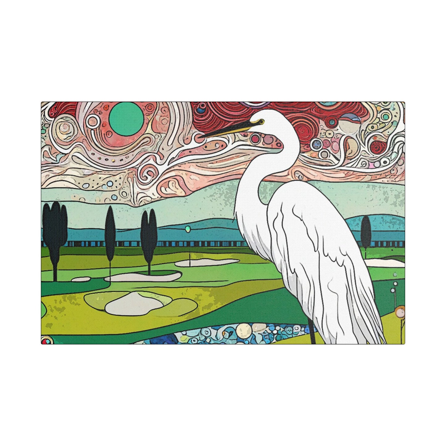 Florida Egret- Art- Gallery Wrapped- Satin Stretched Canvas Gallery Wraps - No Frame Needed