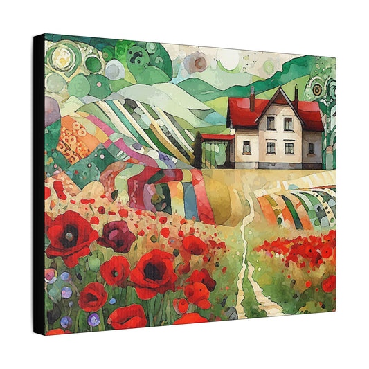 Poppy Hill House- Art- Gallery Wrapped- Satin Stretched Canvas Gallery Wraps - No Frame Needed