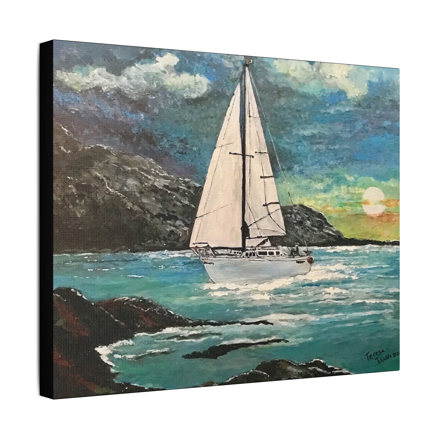 Tropical Sailing- Art- Gallery Wrapped- Satin Stretched Canvas Gallery Wraps - No Frame Needed