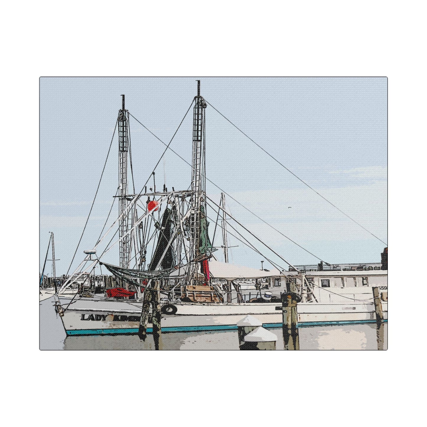 Shrimp Boat Art- Gallery Wrapped- Satin Stretched Canvas Gallery Wraps - No Frame Needed