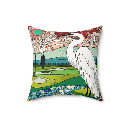 Florida Egret Faux Suede Square Pillow