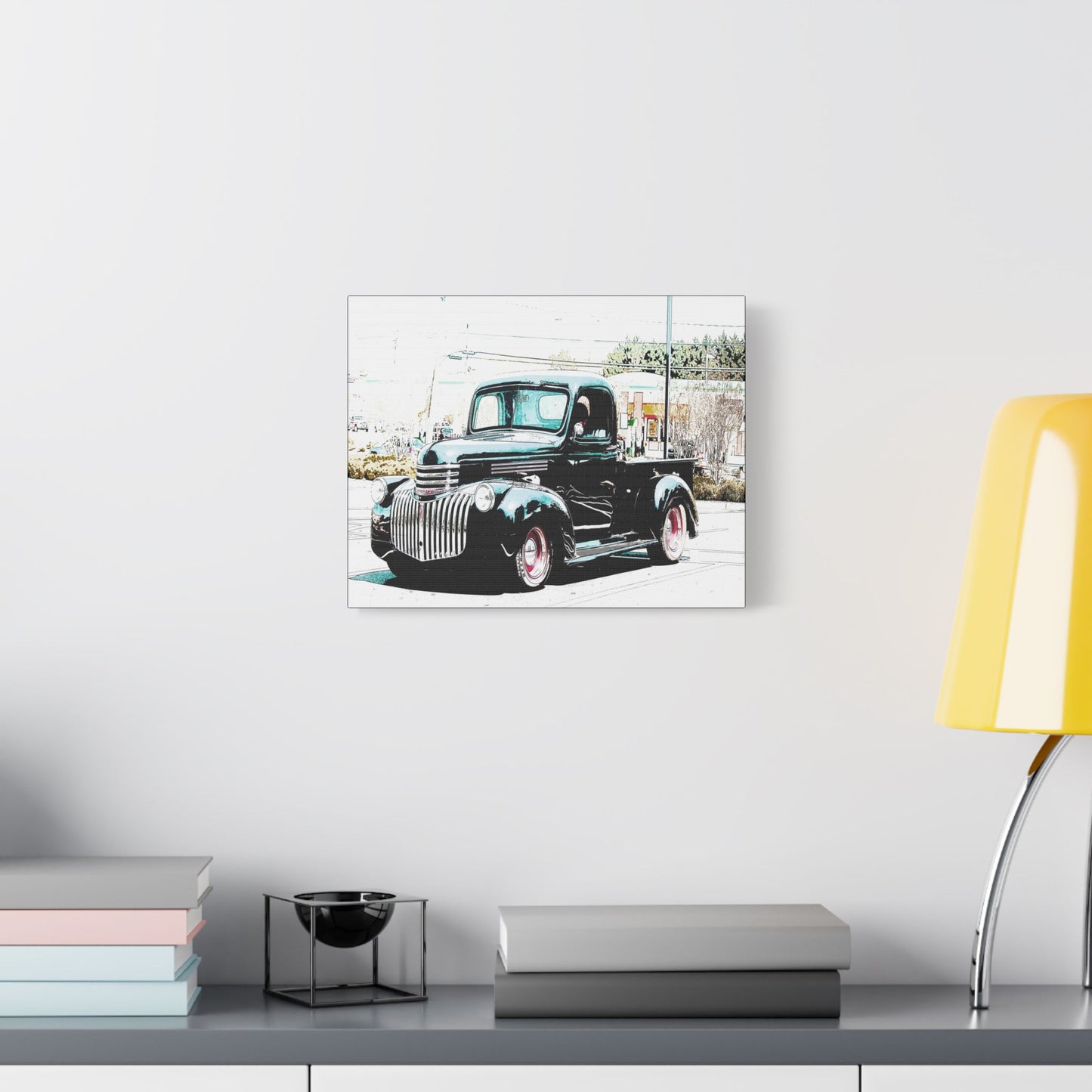 Black Vintage Truck- Art- Gallery Wrapped- Satin Stretched Canvas Gallery Wraps - No Frame Needed