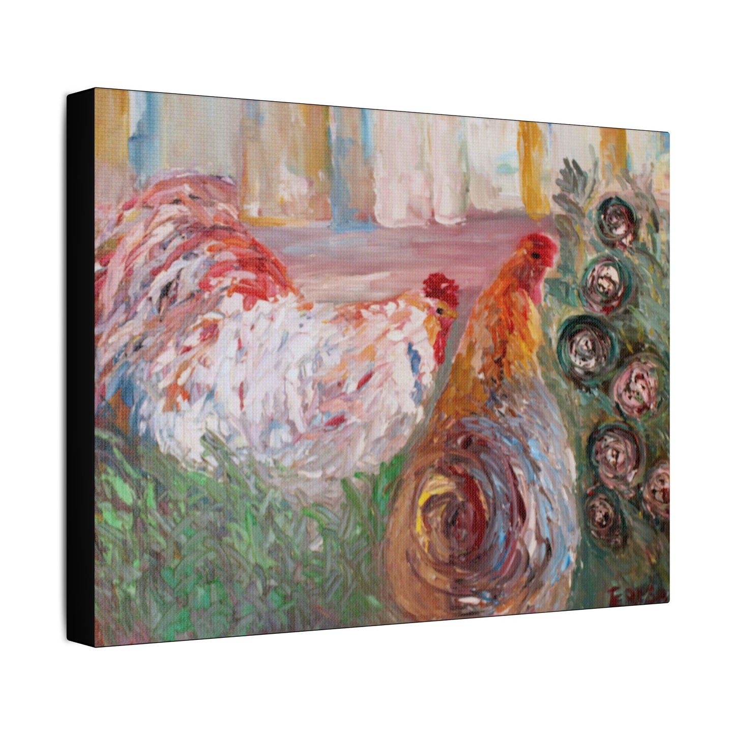 Betsy's Chicken- Art- Gallery Wrapped- Satin Stretched Canvas Gallery Wraps - No Frame Needed