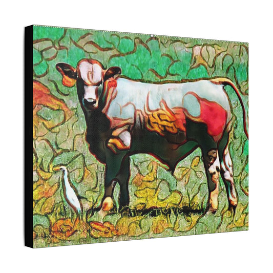 The Cow and Egert- Art- Gallery Wrapped- Satin Stretched Canvas Gallery Wraps - No Frame Needed