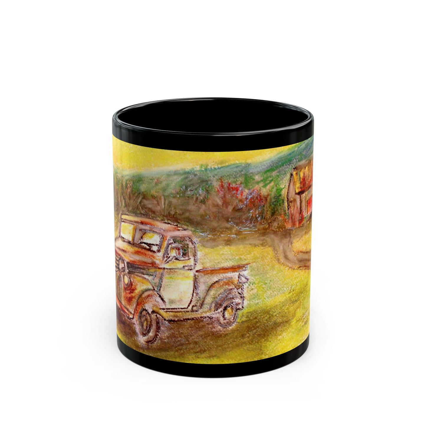 Rusty Truck- 11 oz or 15 oz Ceramic Black Mugs