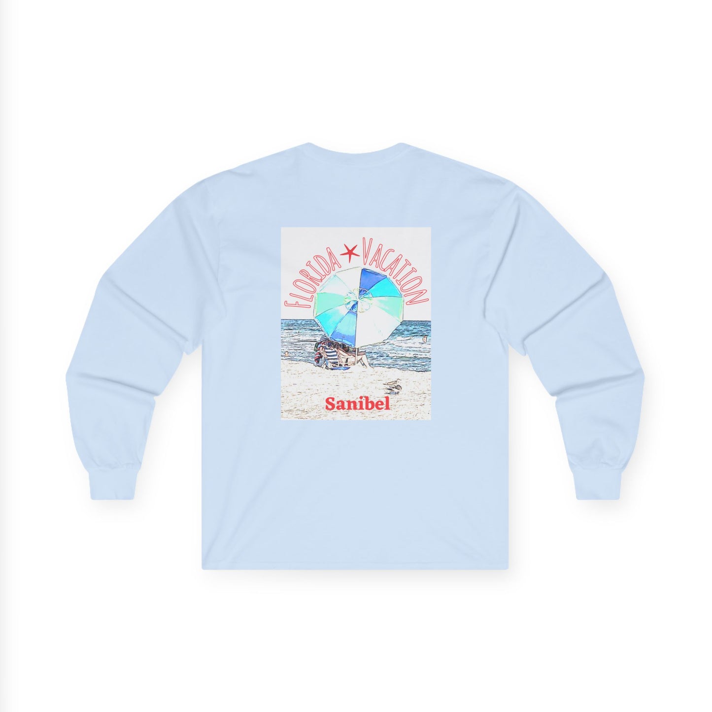 "Florida Vacation Sanibel" Long Sleeve Casual Unisex Tee Shirt