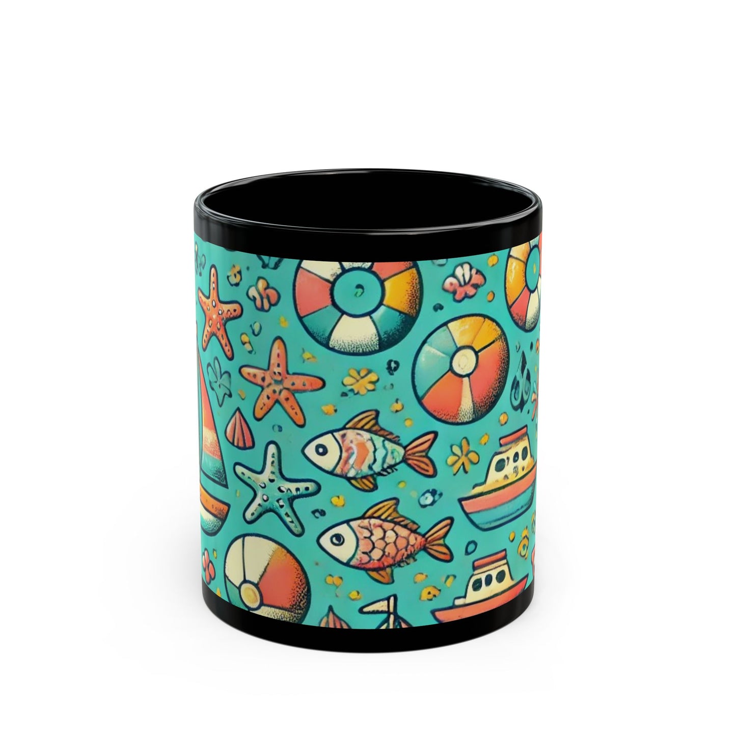 By the Sea- 11 oz or 15 oz Ceramic Black Mugs