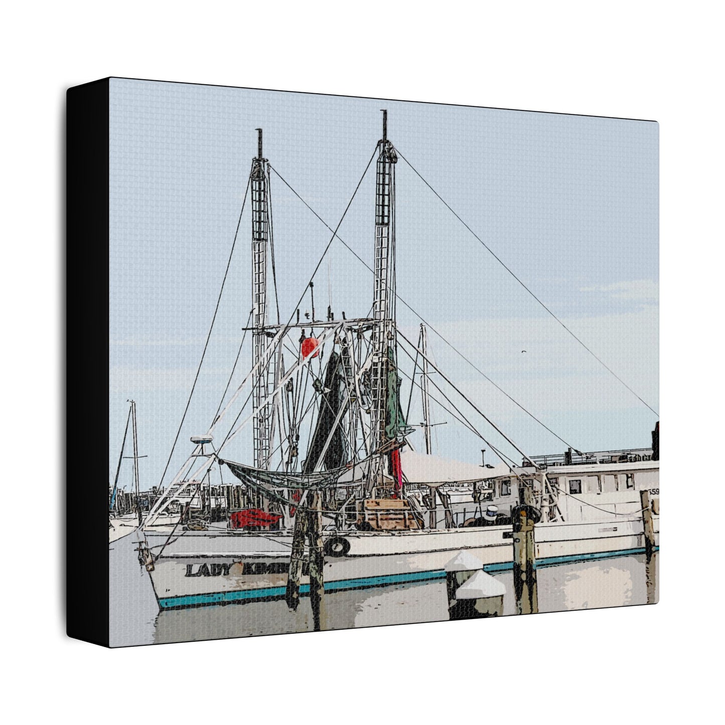 Shrimp Boat Art- Gallery Wrapped- Satin Stretched Canvas Gallery Wraps - No Frame Needed