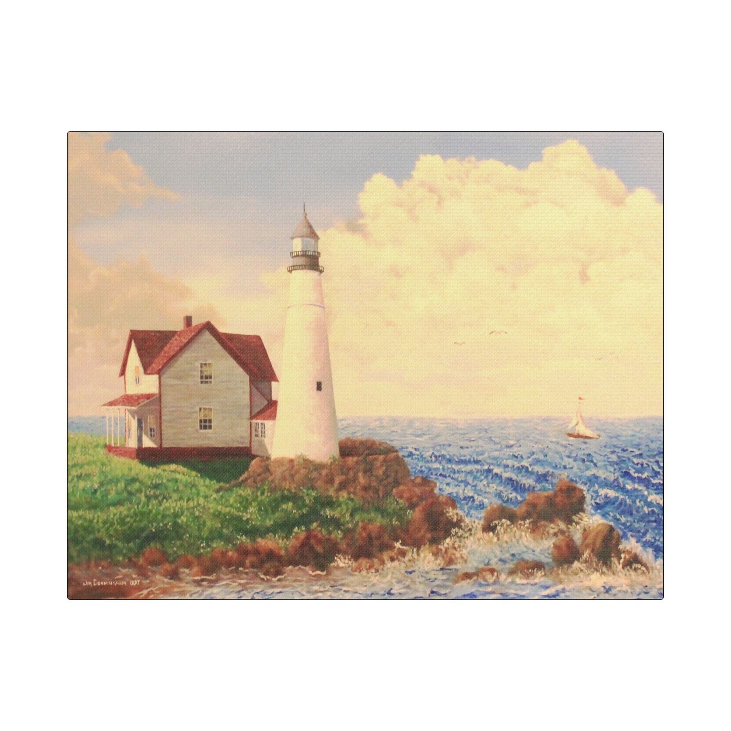 The Lighthouse- Art- Gallery Wrapped- Satin Stretched Canvas Gallery Wraps - No Frame Needed