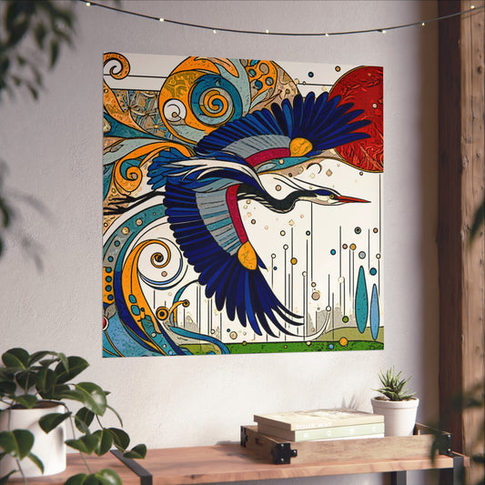 Blue Heron- Art- Giclée Technique Fine Art Posters- No Frame