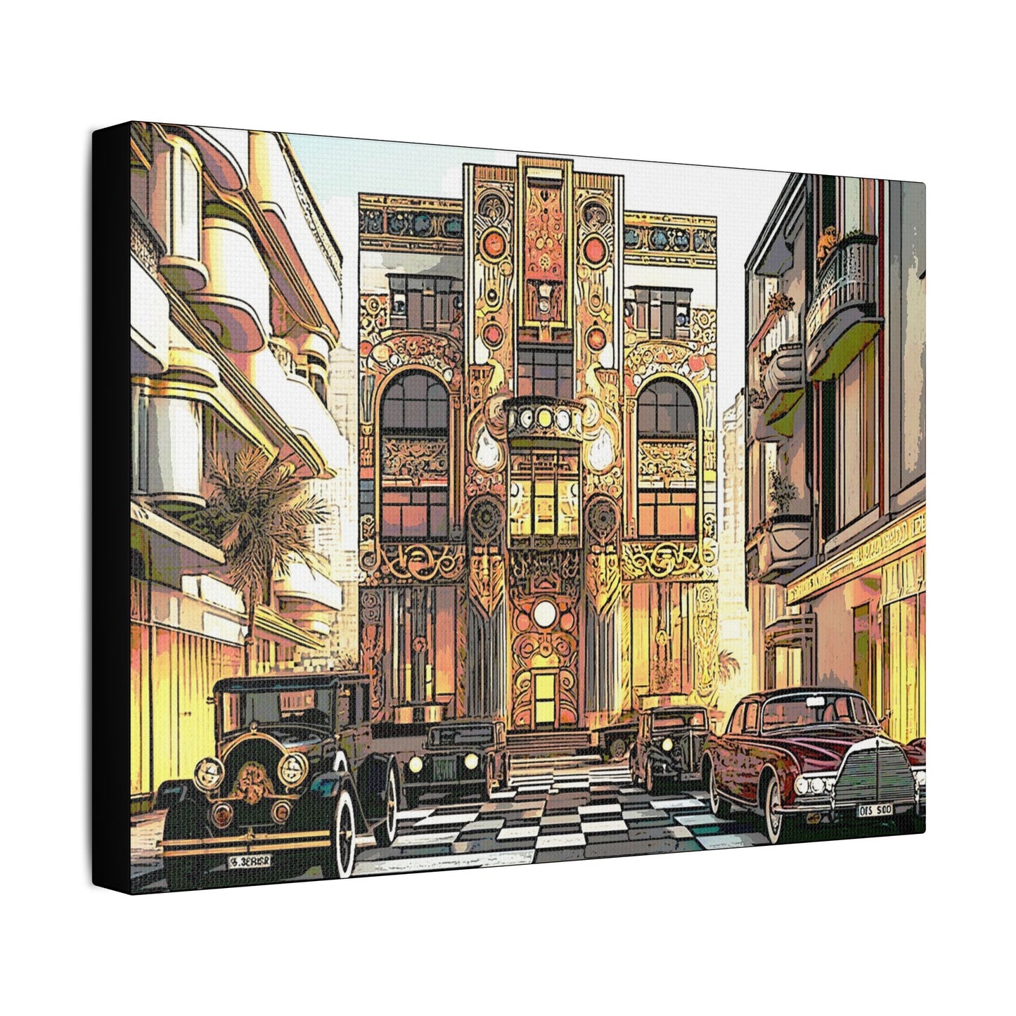 Art Deco Vintage- Art- Gallery Wrapped- Satin Stretched Canvas Gallery Wraps - No Frame Needed