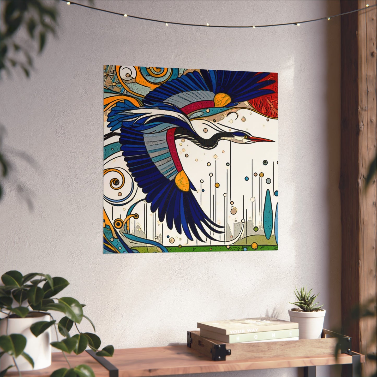 Blue Heron- Art- Giclée Technique Fine Art Posters- No Frame