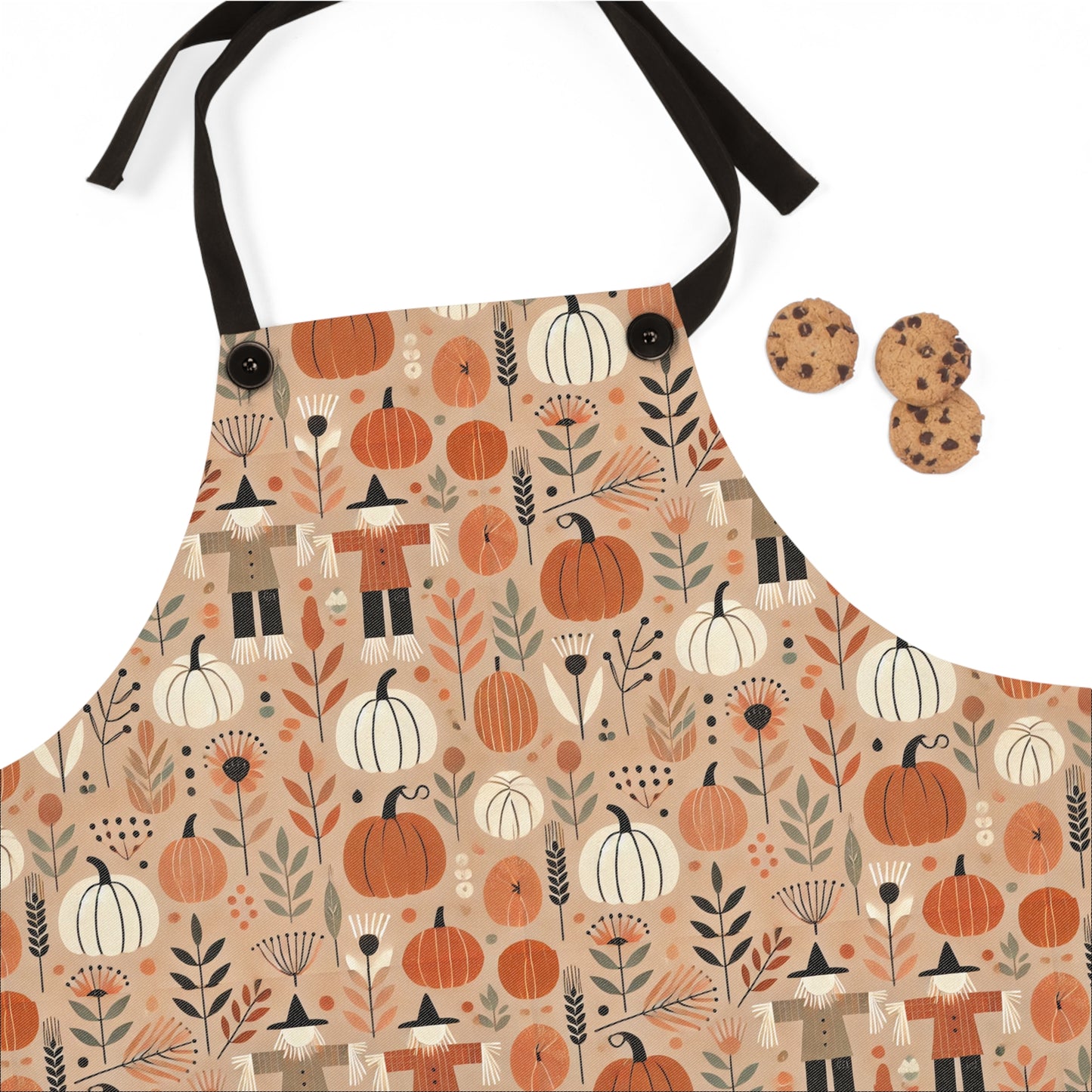 Autumn Days- Pumpkins, Scarecrows, and Flowers-Apron