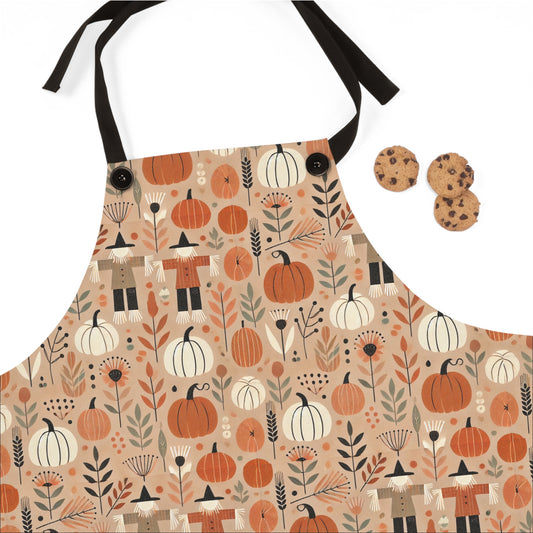Autumn Days- Pumpkins, Scarecrows, and Flowers-Apron