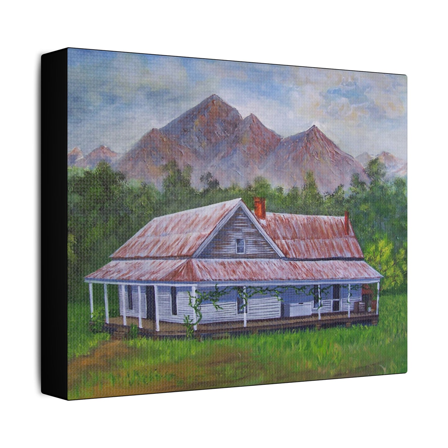 Mountain House- Art- Gallery Wrapped- Satin Stretched Canvas Gallery Wraps - No Frame Needed