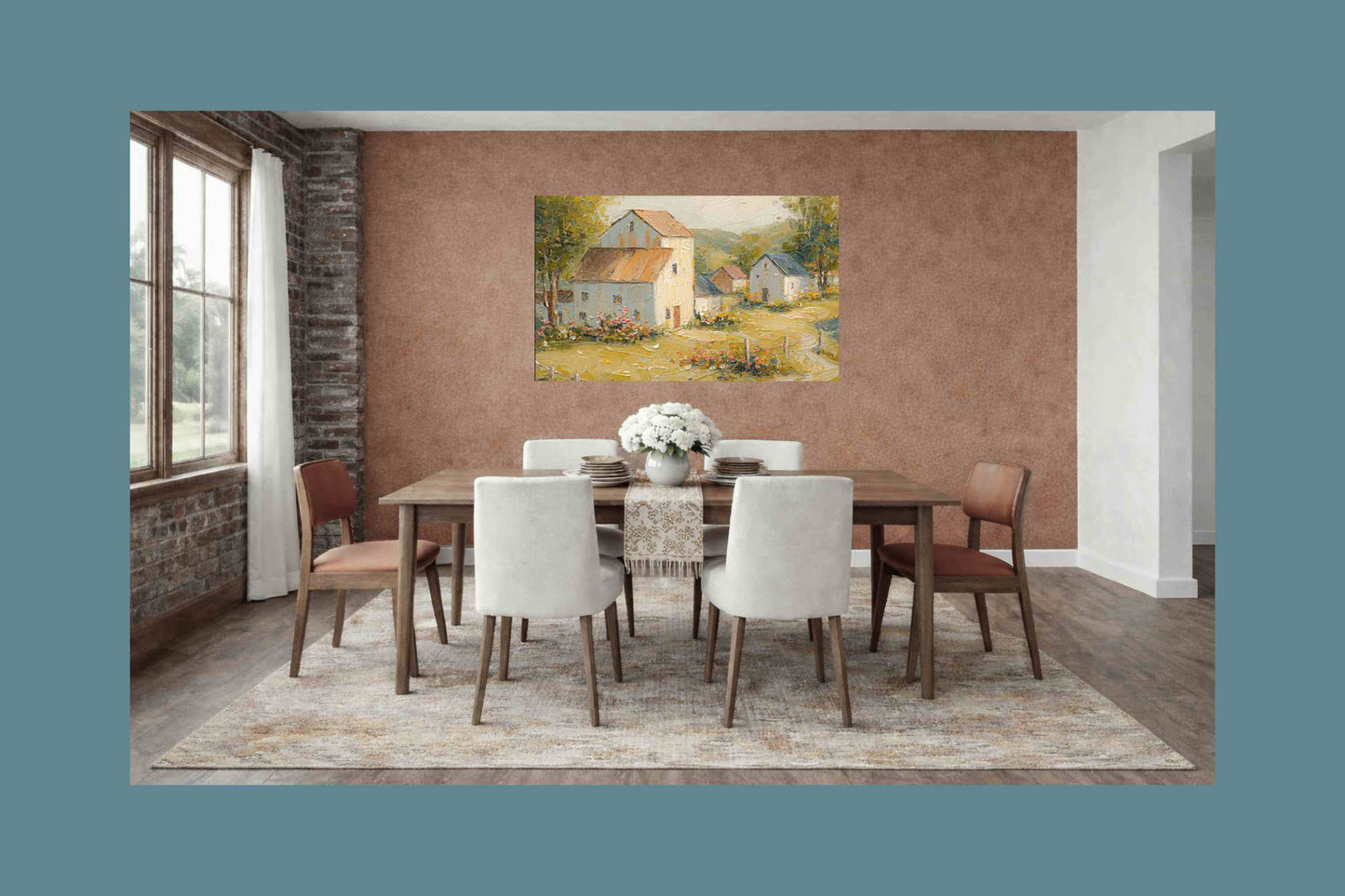 Tuscan Village Farmhouse – Impressionist Italian Country Painting, European Farmhouse Wall Art, Giclée on Canvas, Wood, Metal & Fine Art Paper