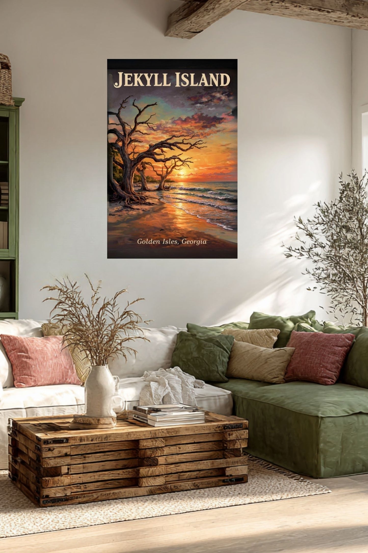 Jekyll Island |Driftwood Print| Beach at Sunrise| Ocean Beach Art Print| Travel Poster| Giclee Paper- Wood- Metal- Canvas