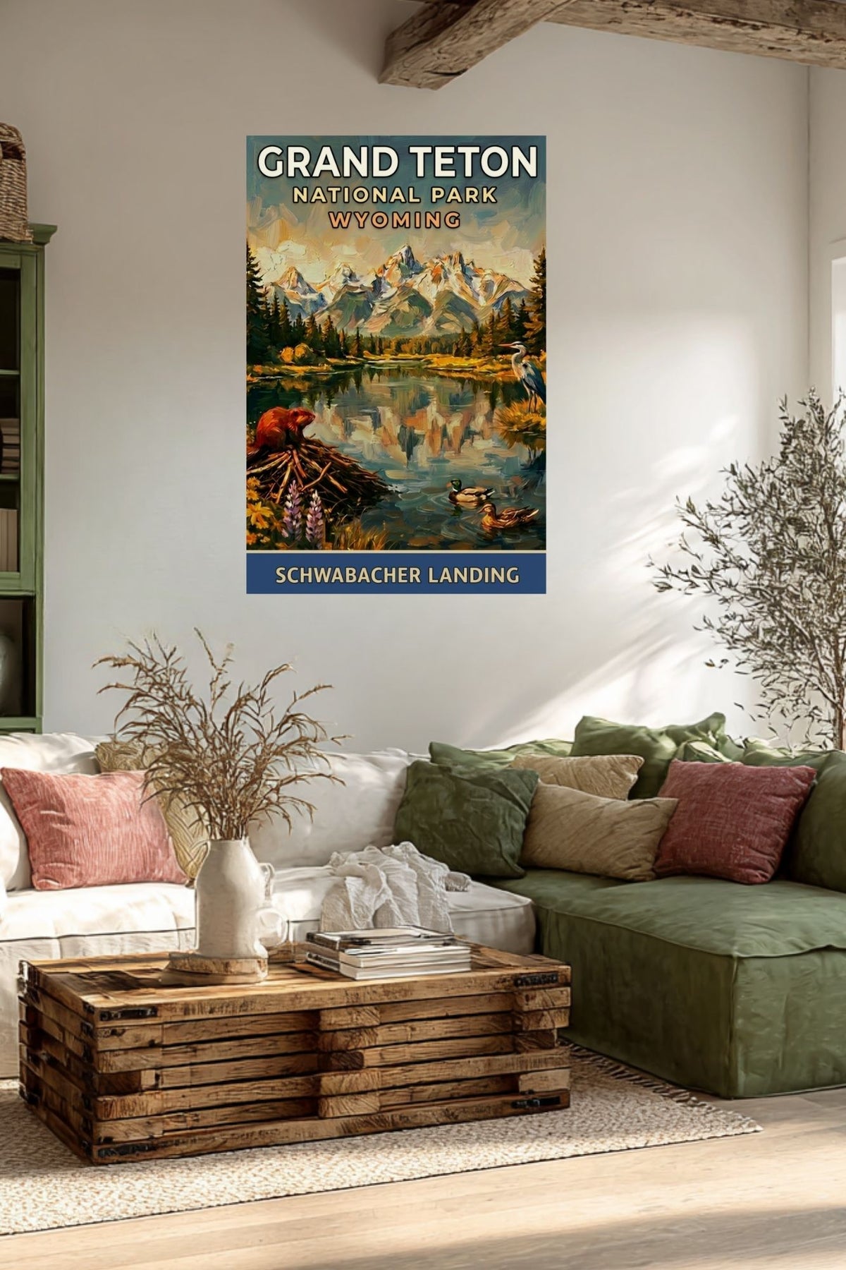 Schwabacher Landing| Grand Teton Mountain| Impressionist Print| Giclee Paper- Wood- Metal- Canvas