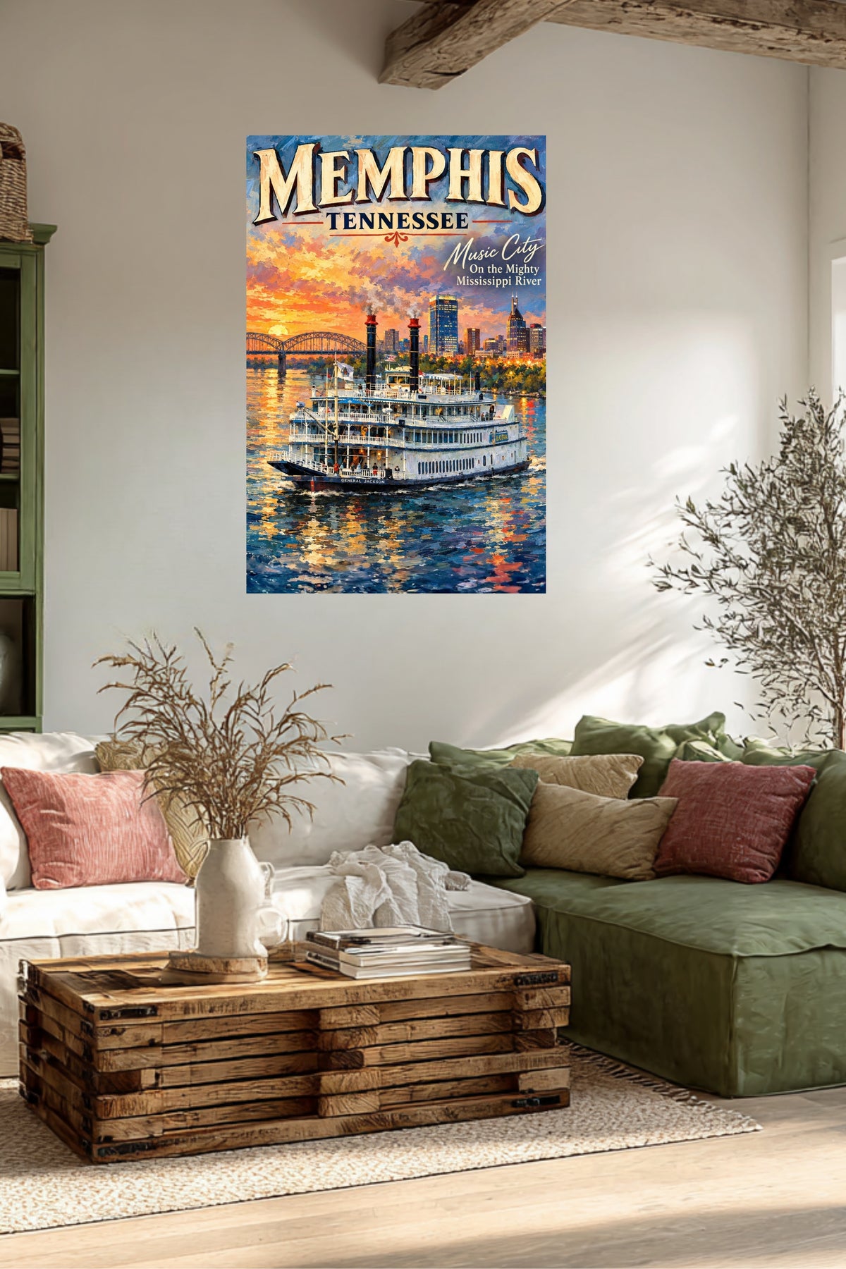 Memphis River Boat | Music City on the Mighty Mississippi | Teresa Johnson Art | Giclée Paper • Wood • Metal • Canvas