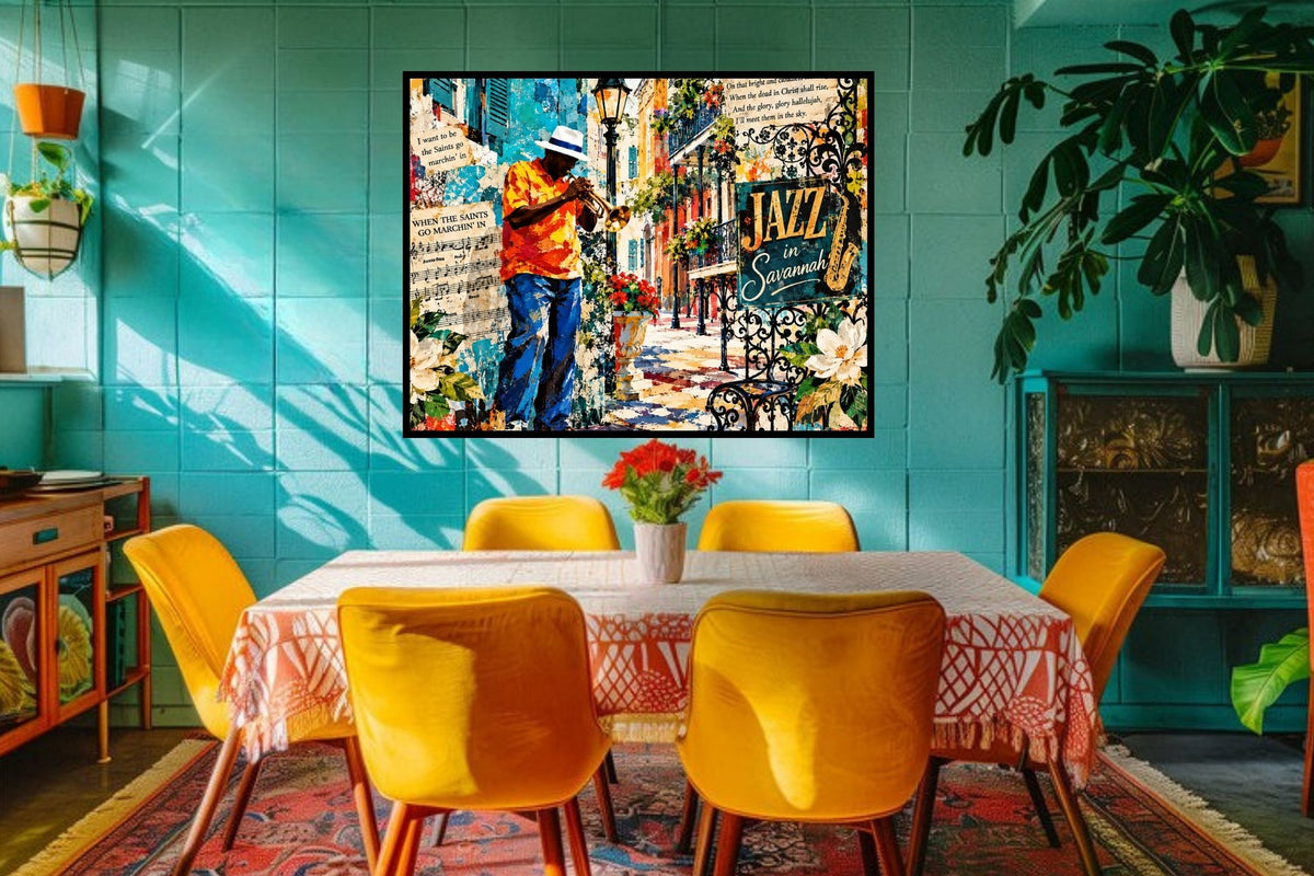 Savannah Jazz & Southern Soul | Vintage Music Collage Art | Giclée Paper • Wood • Metal • Canvas