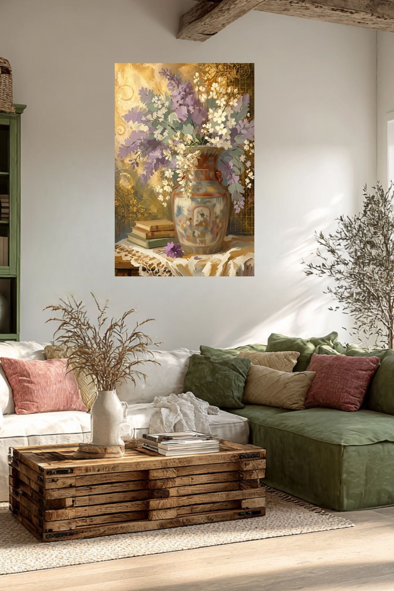 Heirloom Garden Blooms | Elegant Floral Print| Still Life with Oriental Vase | Cottage Garden Wall Art | Giclée Paper • Canvas • Wood • Metal