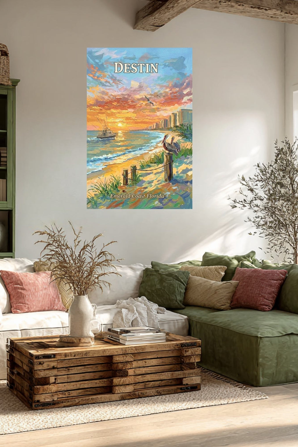 Emerald Coast Sunset In Destin| Travel Poster Art| Giclee Paper- Wood- Metal- Canvas