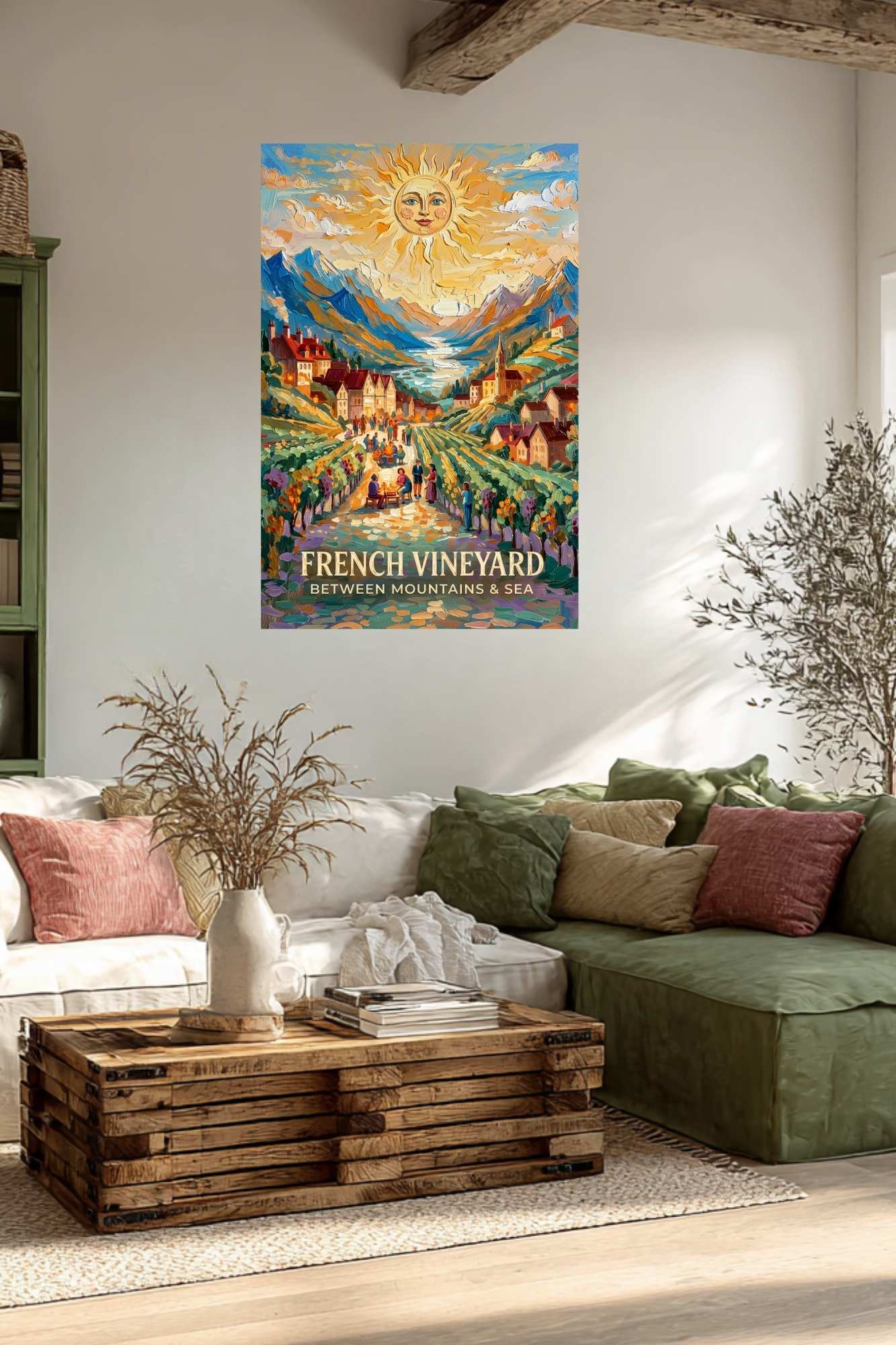 French Vineyard Between Mountain and Sea| Travel Print| Giclee Paper- Wood- Metal- Canvas