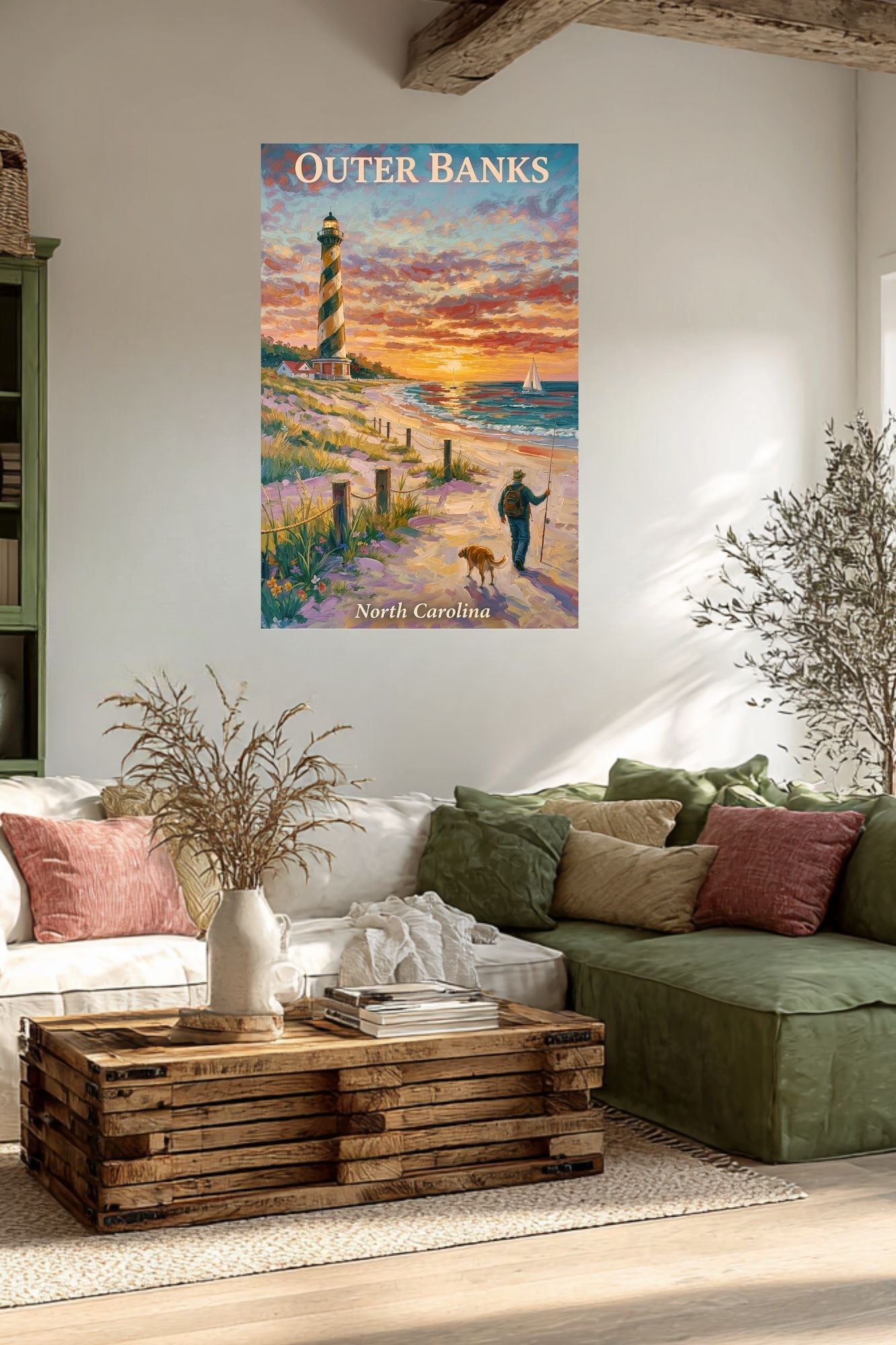 Outer Banks Lighthouse| North Carolina Ocean Print| Beach Art| Travel Poster| Giclee Paper- Wood- Metal- Canvas
