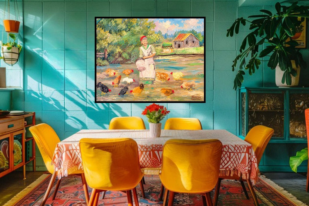 Feeding the Chickens-Animal-Giclee Prints, Canvas, Wood, or Metal Art