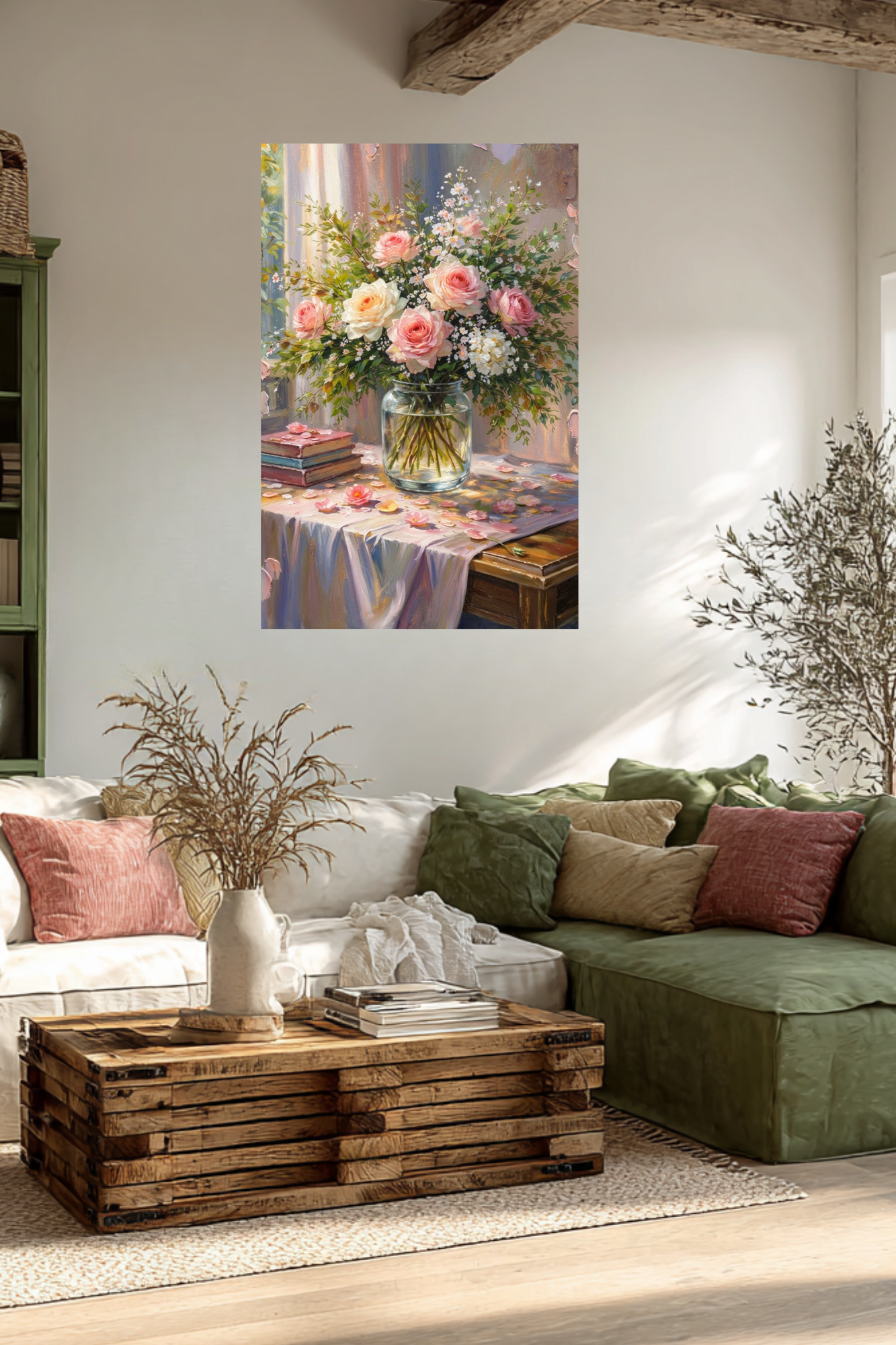 Soft Bouquets and Sunlight Serenity| Floral Print| Romantic Pink Roses in the Sunlight| Giclee Paper- Wood- Metal- Canva