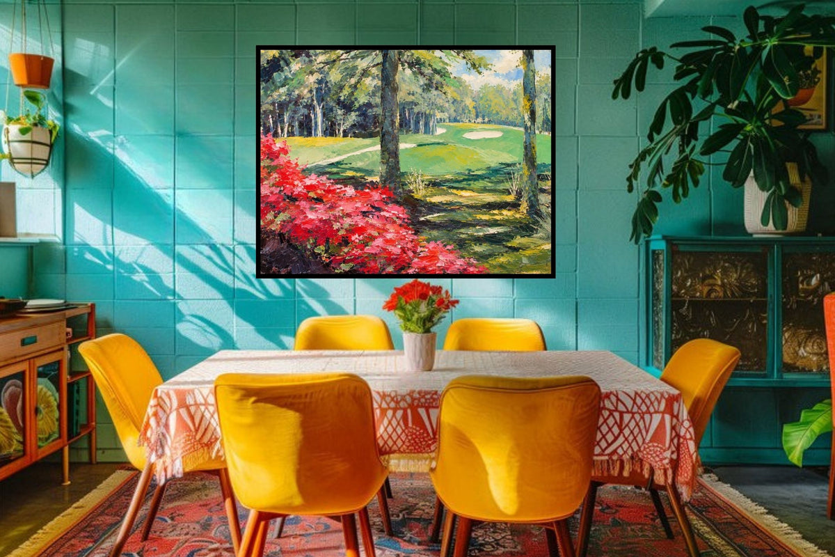Azaleas Along the Fairway | Southern Golf Course Art | Giclée Paper • Wood • Metal • Canvas