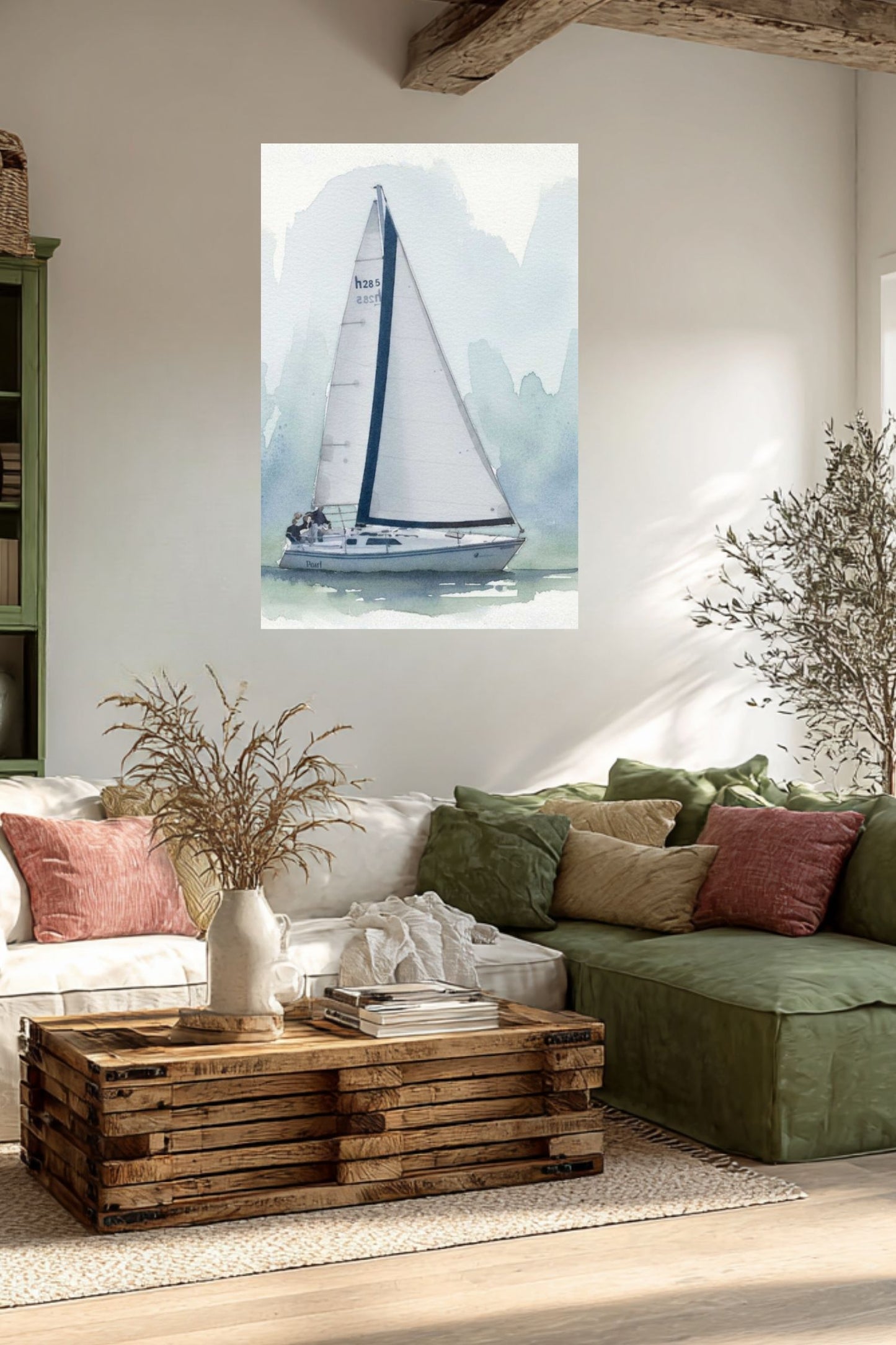 Sailing Boat | Water Sports Art| Prints, Giclee Paper, Giclee Canvas, Birch Wood, and Metal Panels