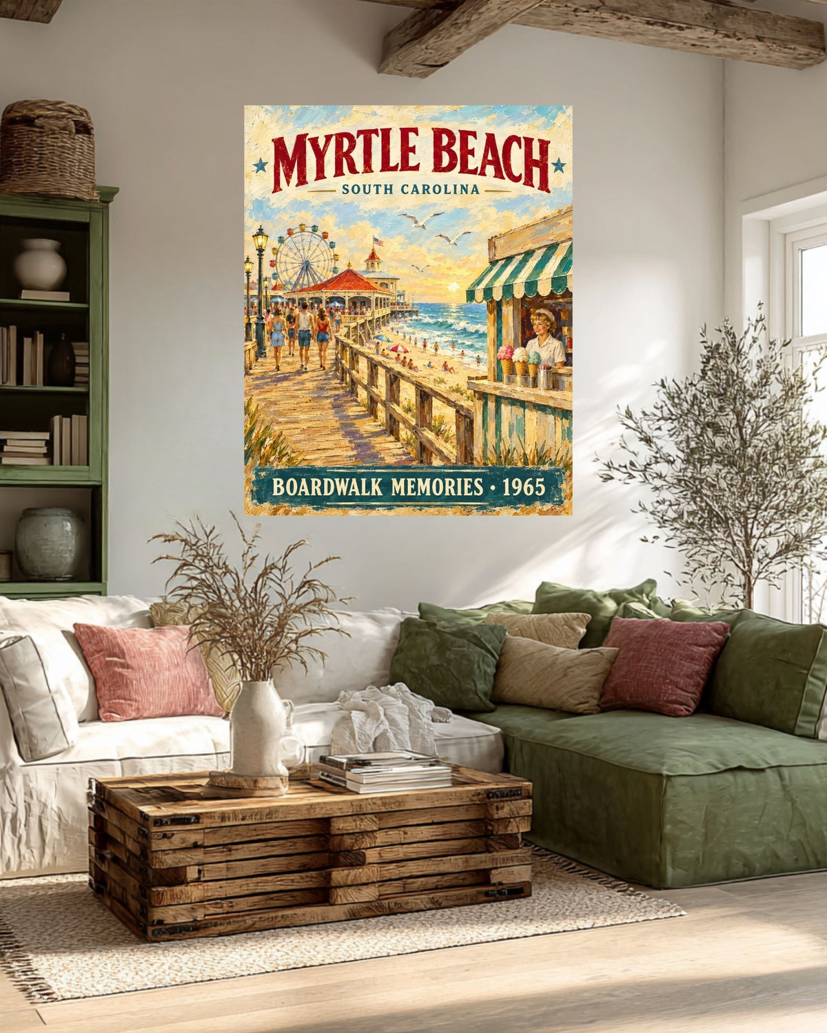 Myrtle Beach SC Vintage Sign | Prints, Canvas, Wood, or Metal Art