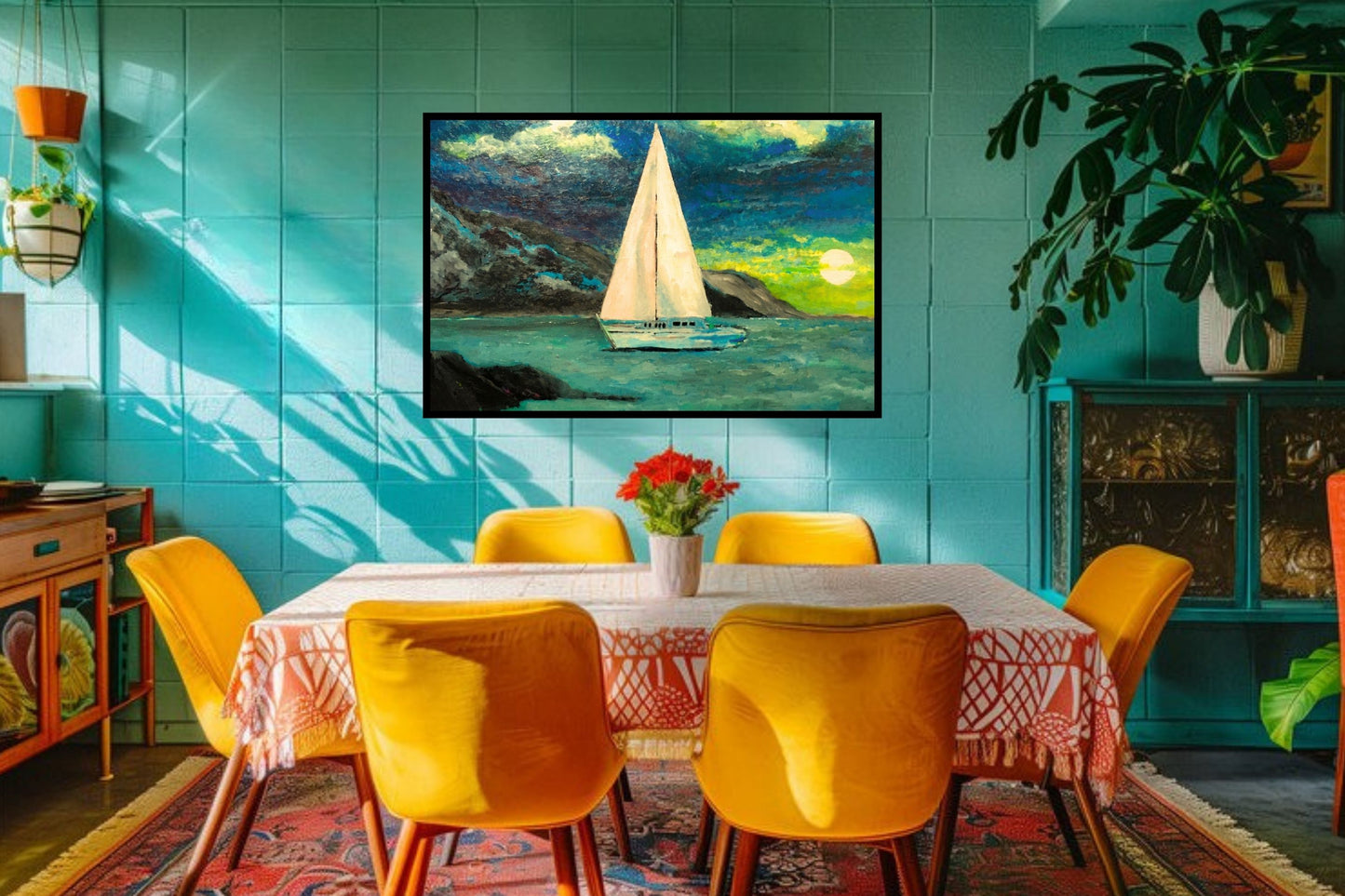 Sailing Past the Point | Original Teresa Johnson Coastal Sailboat Art | Ocean Seascape | Nautical Wall Decor | Giclée Paper • Wood • Metal • Canvas