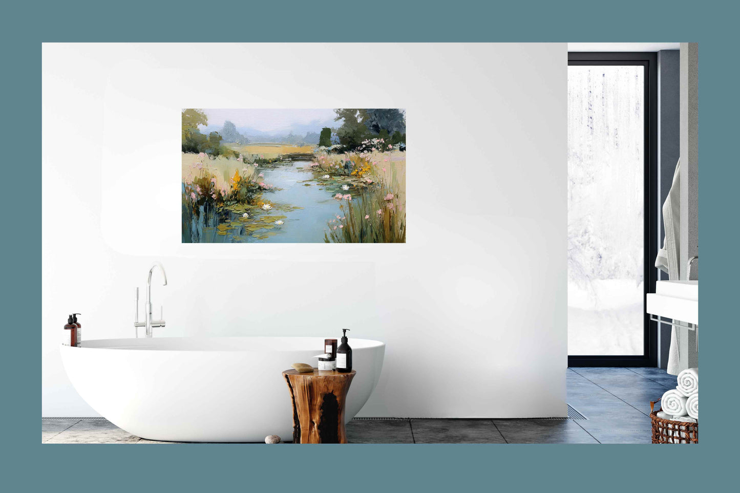 The Lily Pond – Impressionist Water Garden Painting, Lily Pad Pond Wall Art, Giclee Paper- Wood- Metal- Canvas