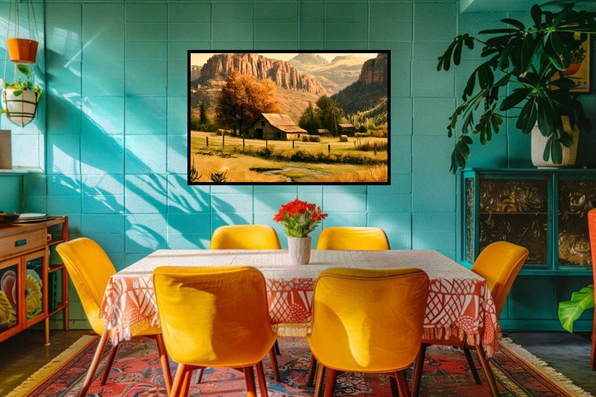 Autumn Beneath The Mountains | Impressionist Mountain Landscape Art | Giclée Paper • Wood • Metal • Canvas