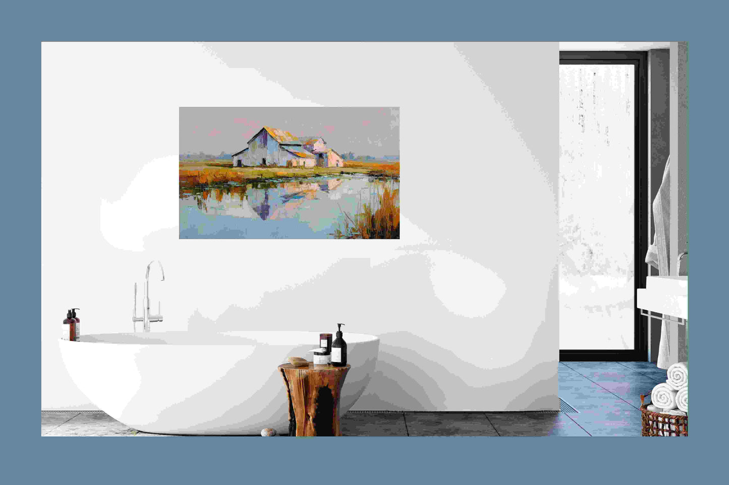 Still Water Farm | Impressionist Print| Barn Reflection Print| Farmhouse Art| Giclée on Canvas, Wood, Metal & Fine Art Paper