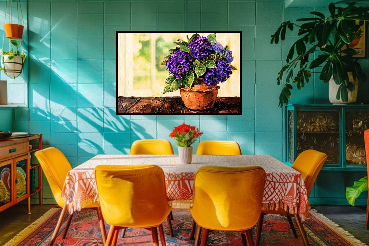 French Country Hydrangeas | Purple Hydrangea Floral Art Print | Cottage Garden Wall Decor | Giclée Paper, Canvas, Wood & Metal