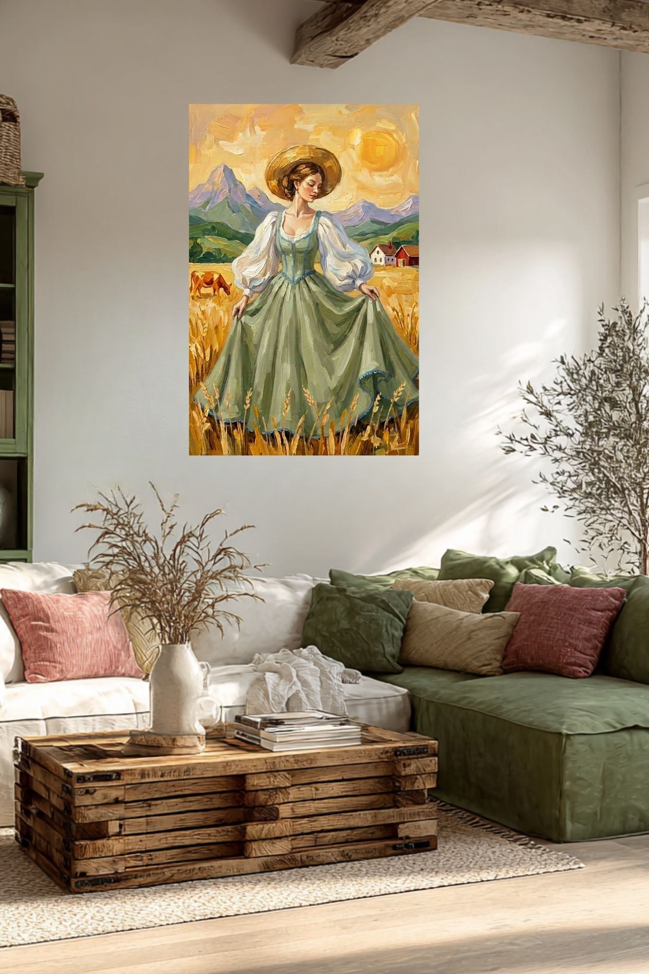 Dancing In the Garden| Vintage Style Print| Farm Village Art| Giclee Paper- Wood- Metal- Canvas