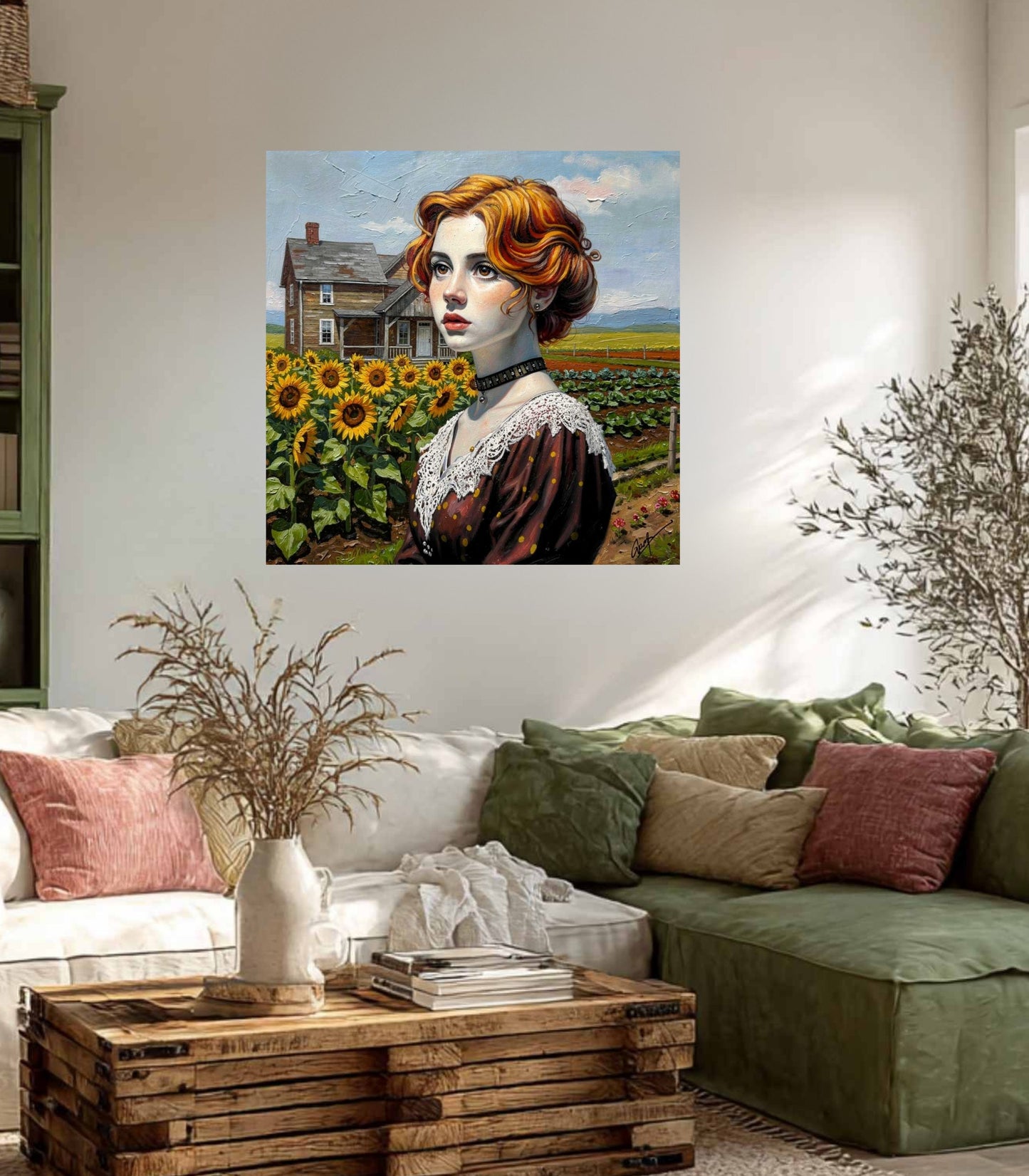 Vintage Farm Girl| Harvest Art| Giclee Paper- Wood- Metal- Canvas