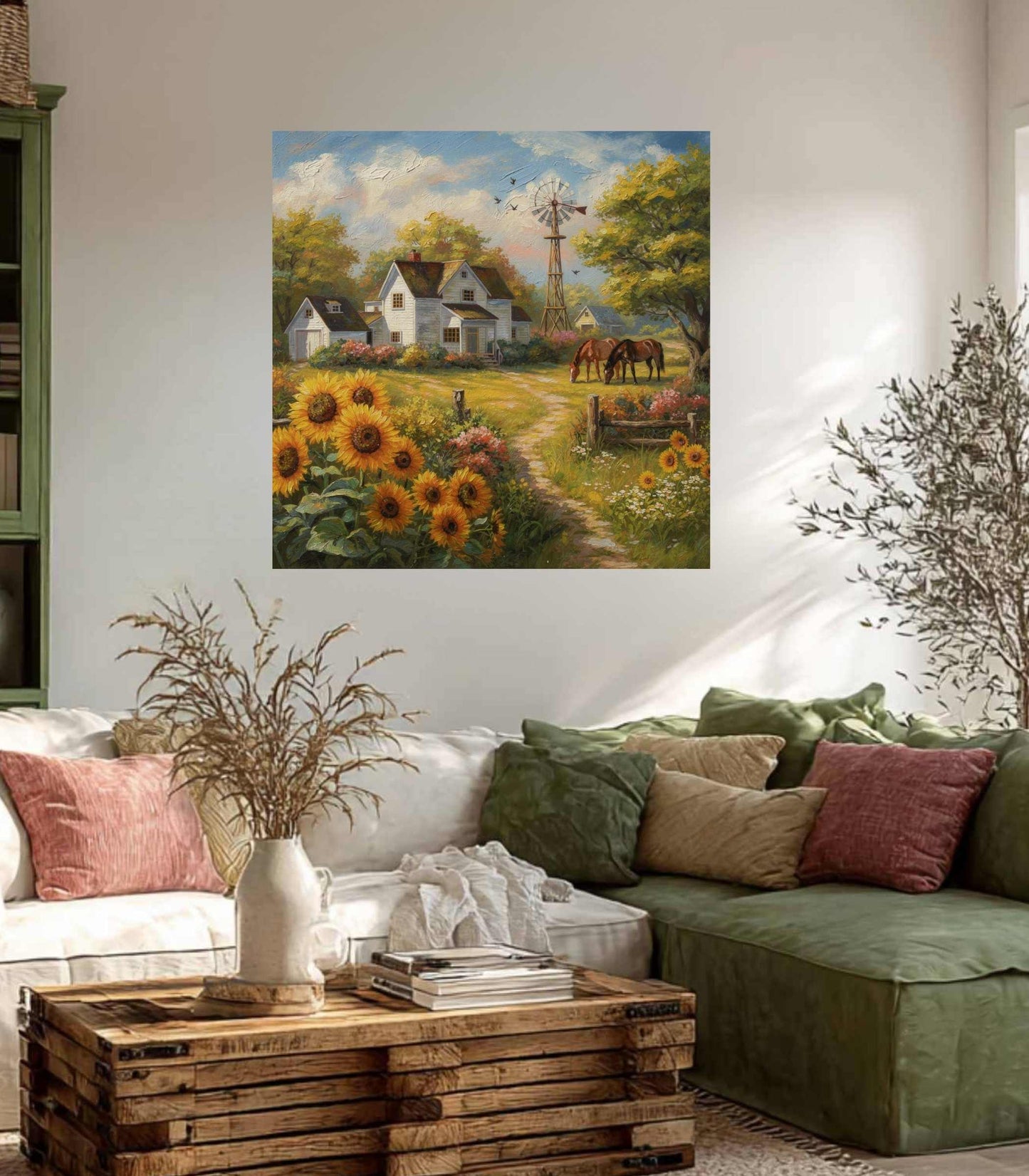 Sunflower Farm | Bee Art Prints| Farmhouse Garden Prints| Giclee Paper- Wood- Metal- Canvas