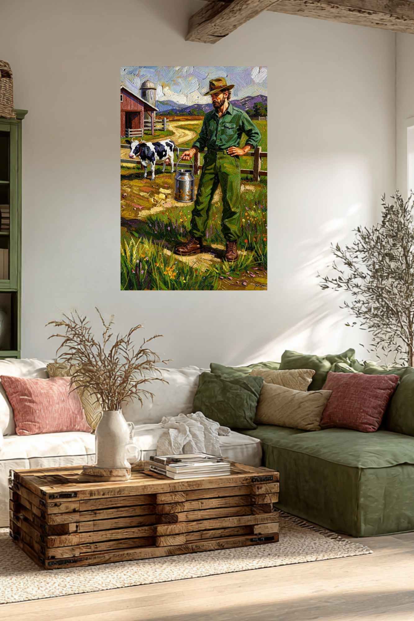 Dairy Farmer| Farm Cow Art| Giclee Paper- Wood- Metal- Canvas