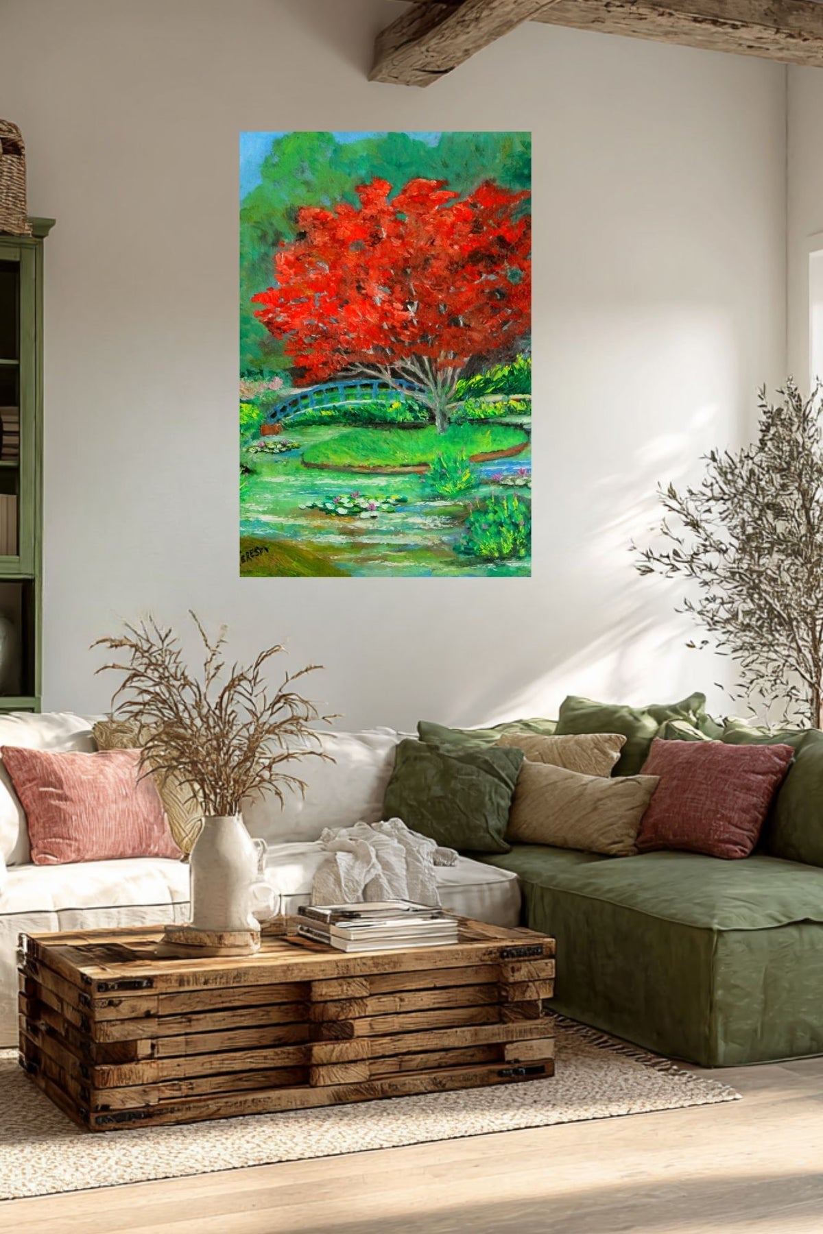 Garden Red Beauty| Japanese Maple Tree Art| Giclee Paper- Wood- Metal- Canvas