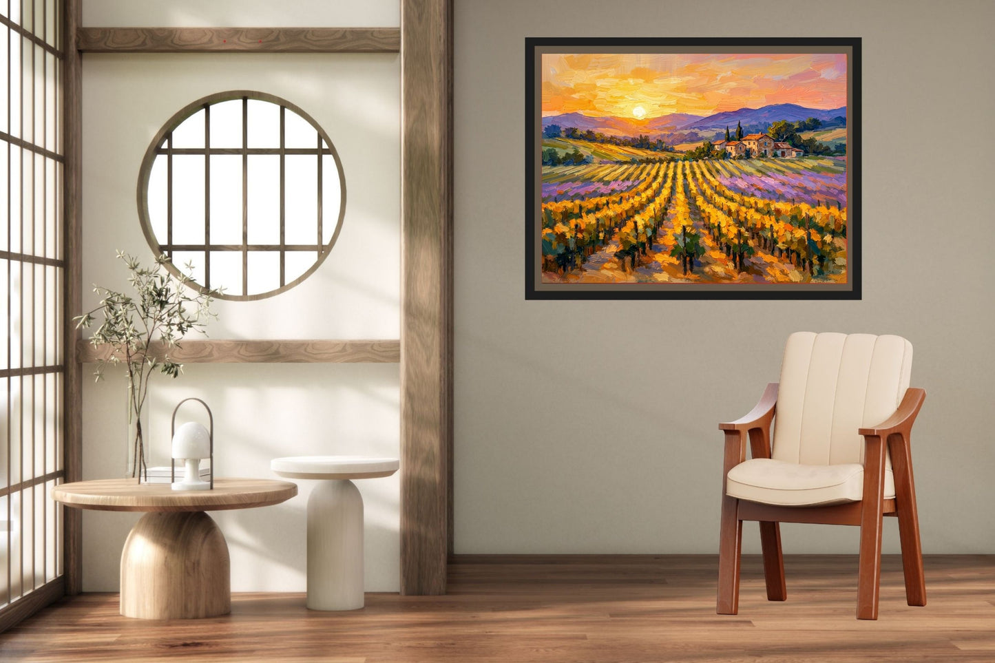 Golden French Vineyard at Sunset | Wine Country Art | Giclée Paper • Canvas • Birch Wood • Metal Panels