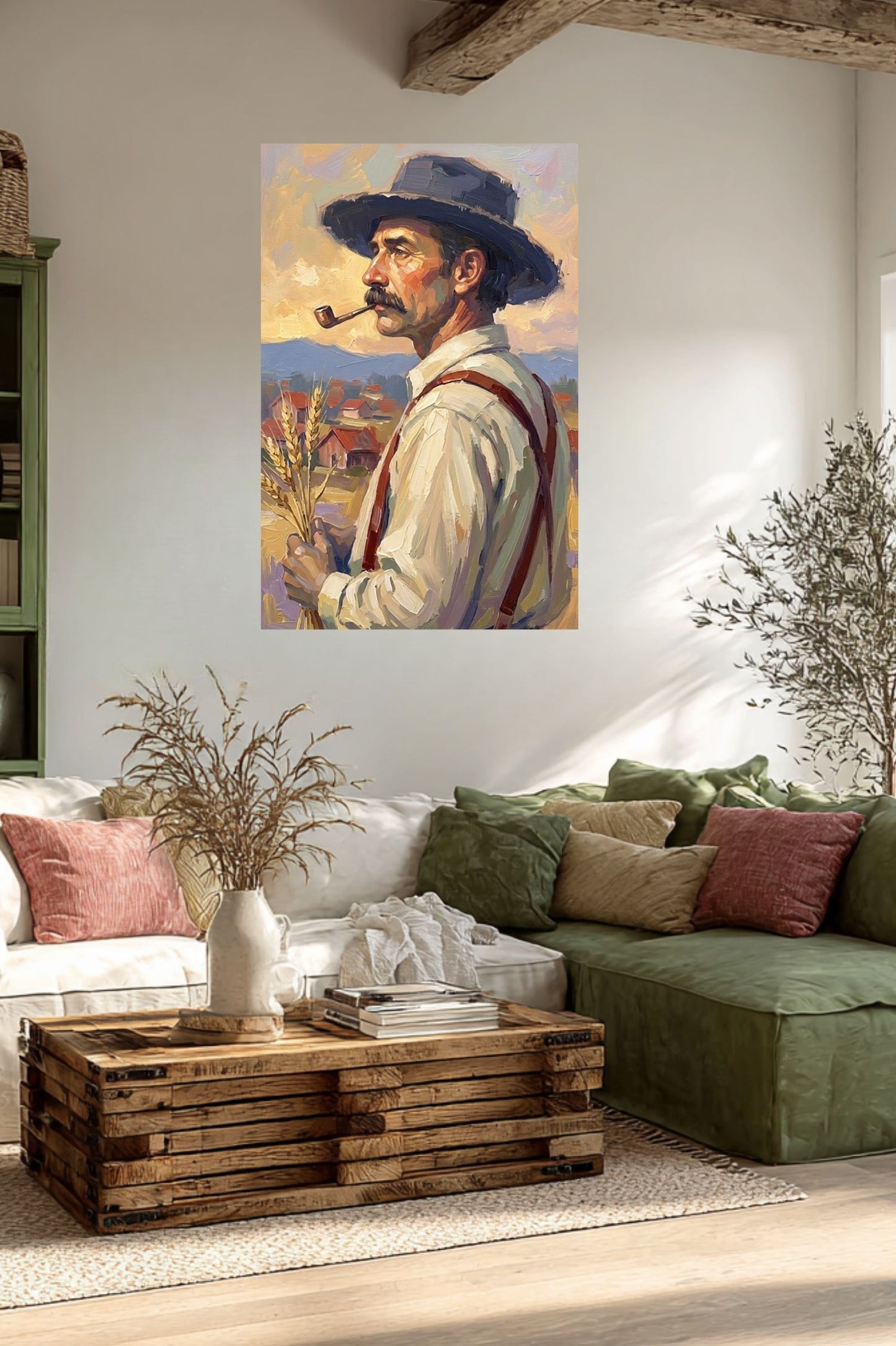 Farmer Man | Vintage Farm Print |Teresa Johnson Rural Wall Art | Harvest Impressionist Print | Giclée Paper • Wood • Metal • Canvas